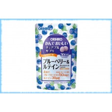 Жевательные таблетки Черника и Лютеин (со вкусом черники), Orihiro, на 30 дней