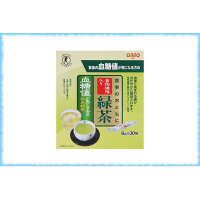 Растворимый зелёный чай для снижения уровня глюкозы в крови Green Tea With Dietary Fiber, Nisshin OilliO, курс на 30 дней (30 стиков).